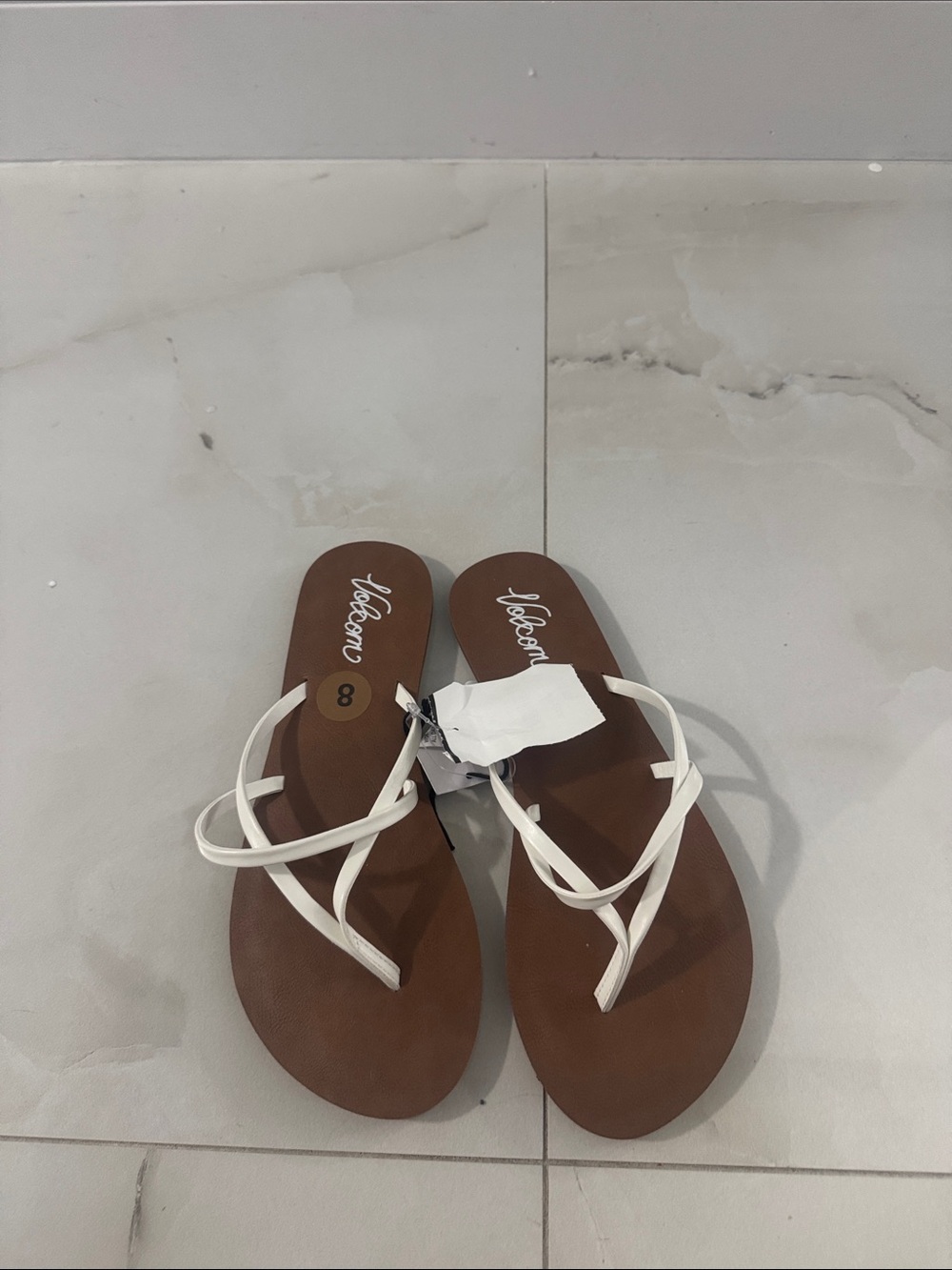 Volcom Brown Footbed Sandals with White Straps